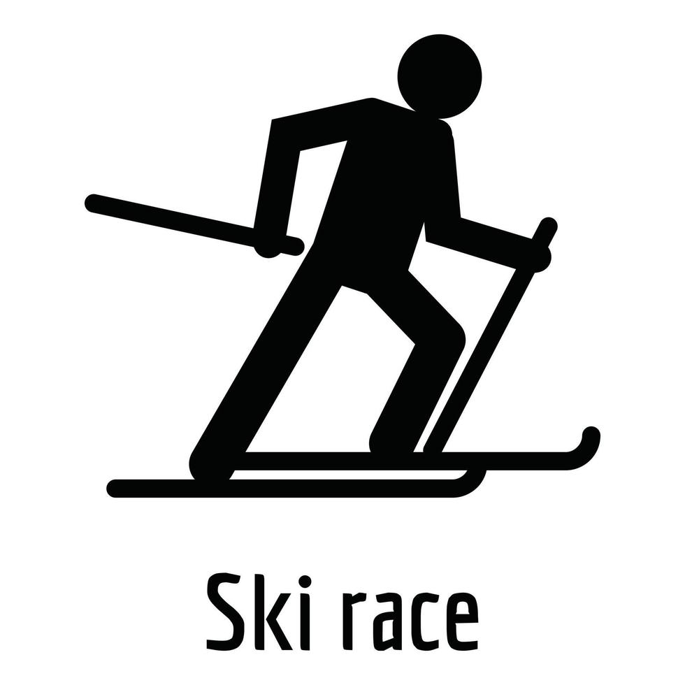 icône de course de ski, style simple. vecteur