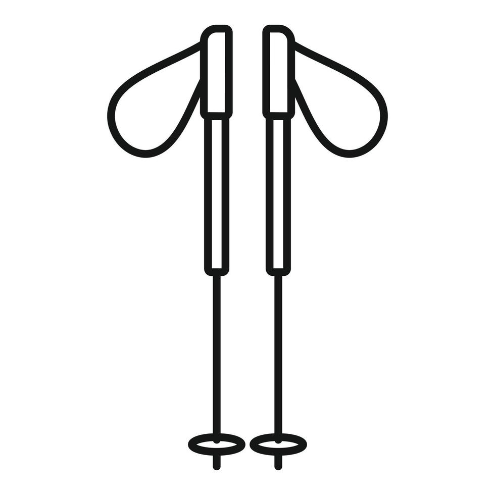 icône de bâtons de randonnée, style de contour vecteur