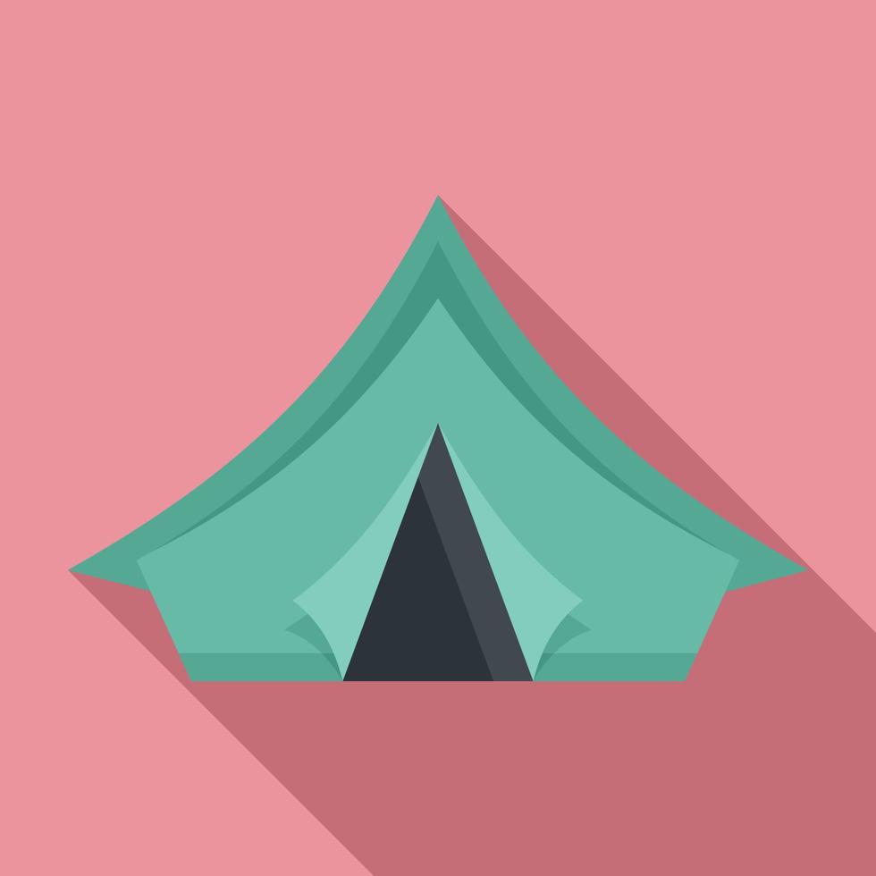 icône de tente de camp, style plat vecteur