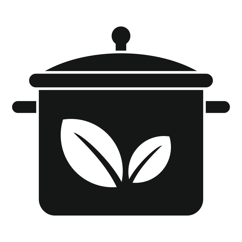 icône de casserole d'herbes médicinales, style simple vecteur