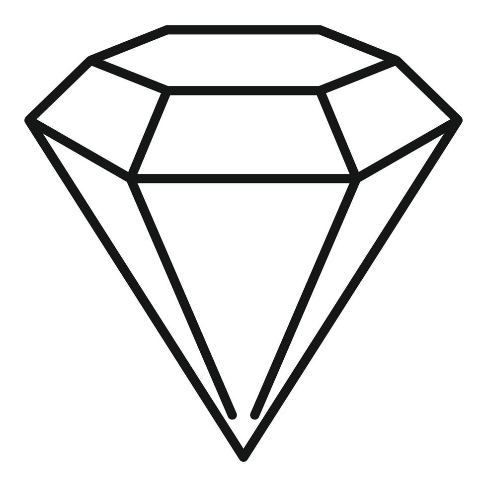 icône de diamant de jeu brillant, style de contour vecteur