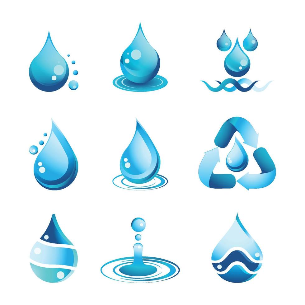 collection d'icônes de goutte d'eau vecteur
