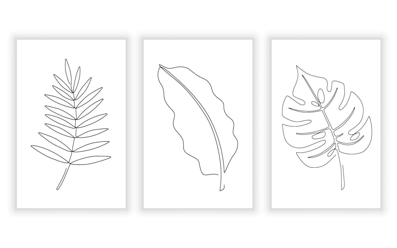 ensemble de dessins au trait de feuilles sur fond blanc. notion minimale. vecteur