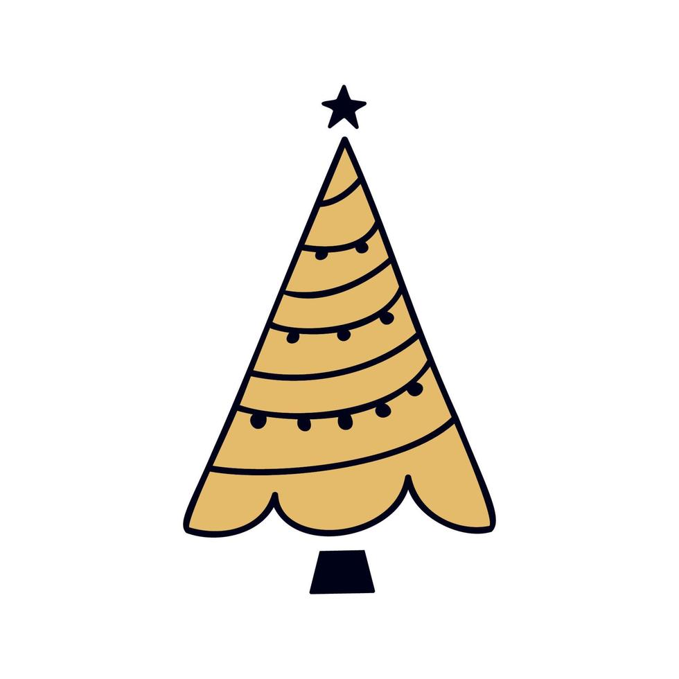 illustration vectorielle de sapin de noël plat dessiné à la main vecteur