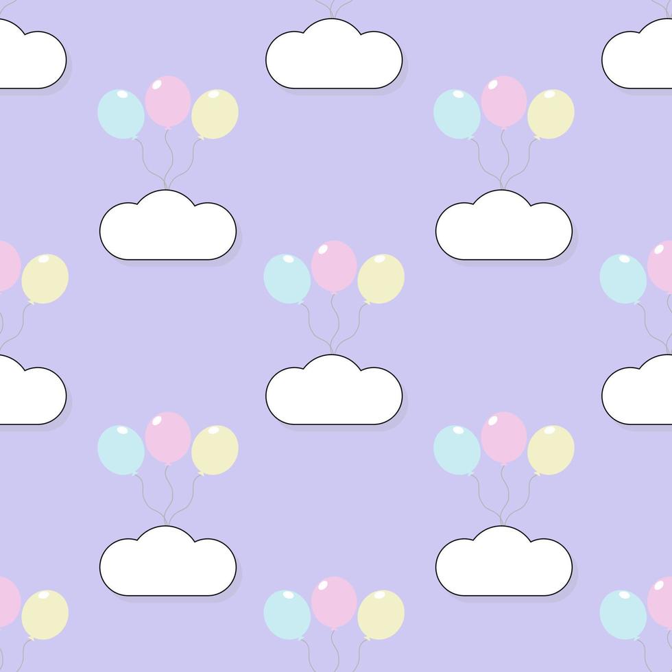 modèle sans couture de dessin animé mignon. ballon et nuage. belle couleur pastel. vecteur