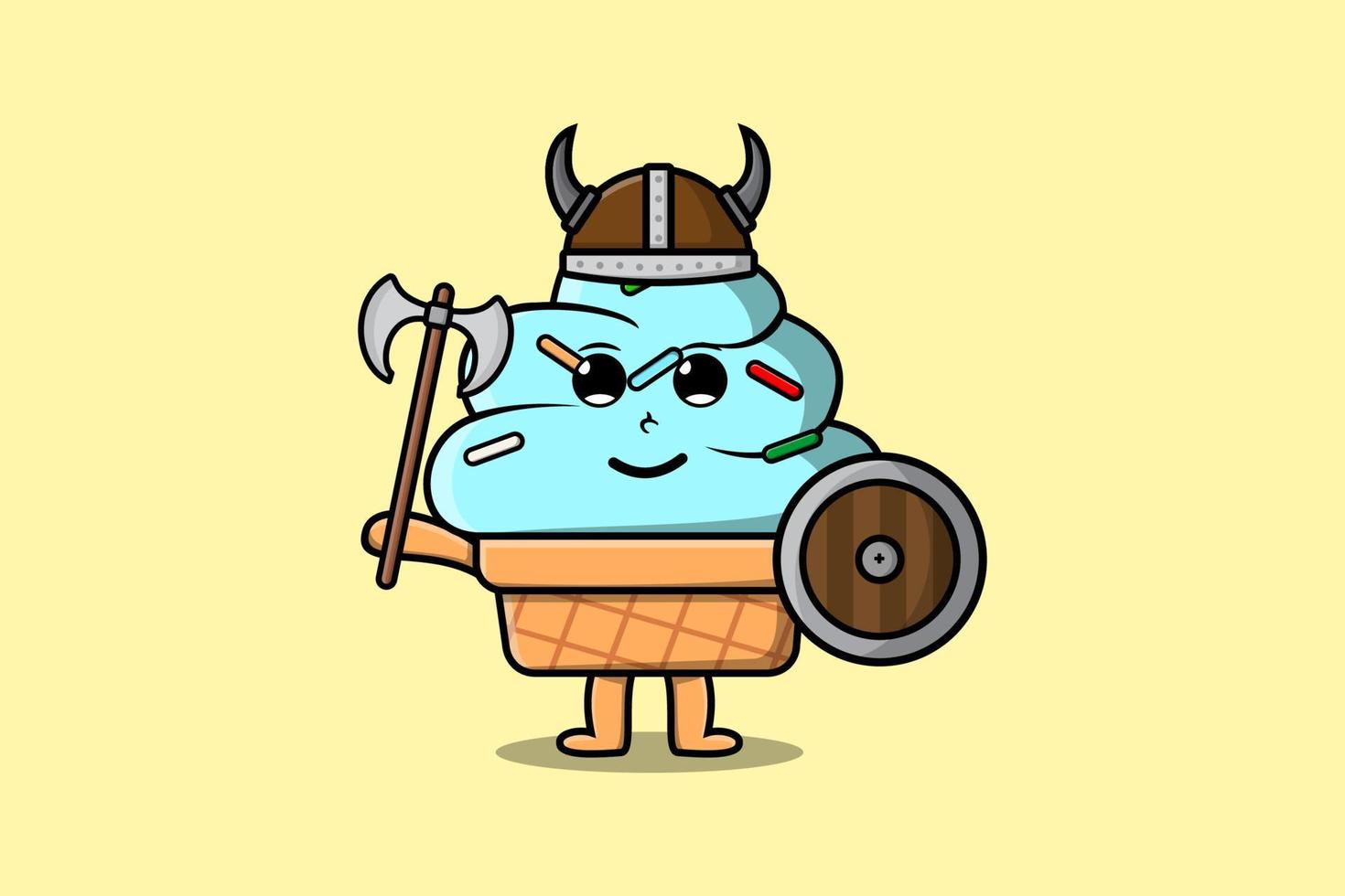 pirate viking de crème glacée de personnage de dessin animé mignon vecteur