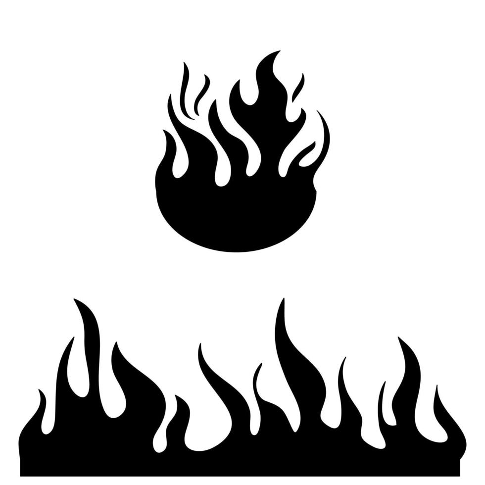 doodle ensemble de symbole d'icône de flamme de feu. style dessiné à la main. isolé sur fond blanc. illustration d'icône vectorielle vecteur