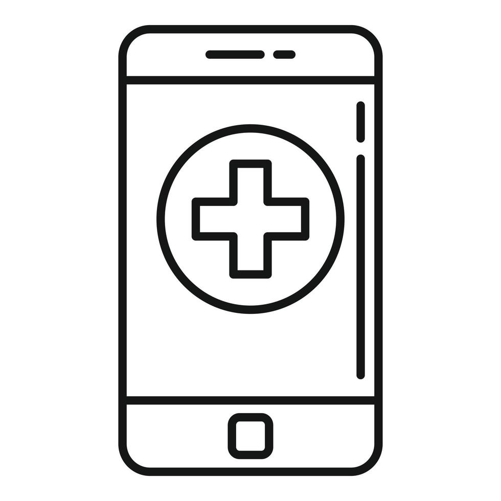 icône d'aide médicale pour smartphone, style de contour vecteur