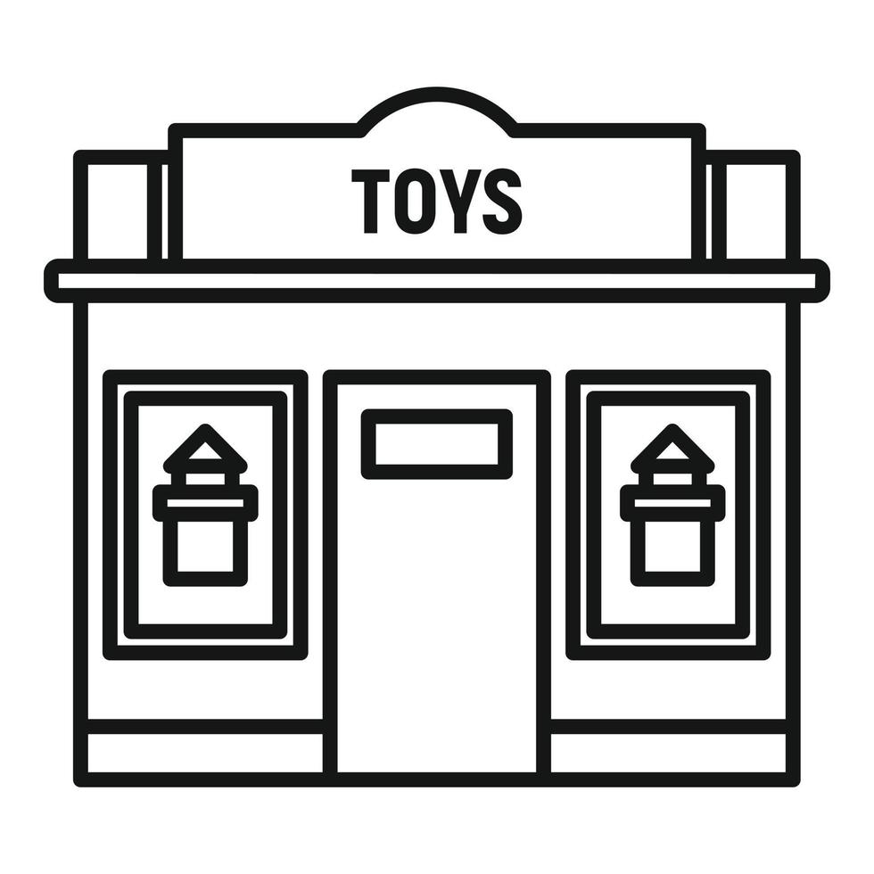 icône de magasin de rue de jouets, style de contour vecteur