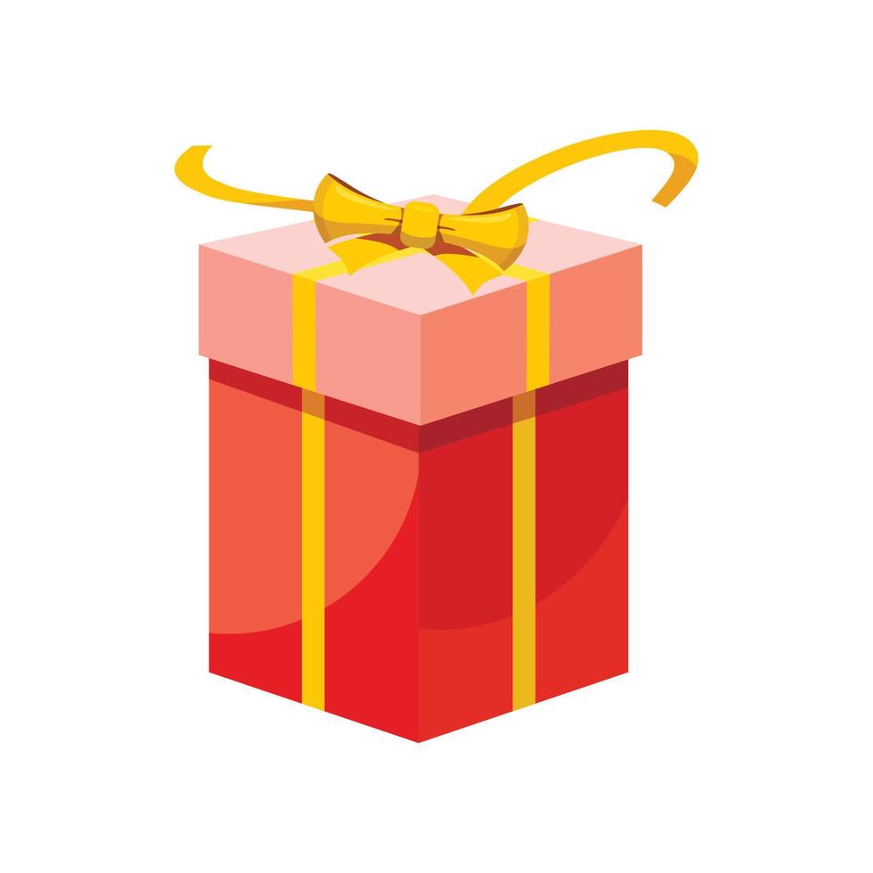 boîte cadeau rouge avec icône ruban jaune vecteur