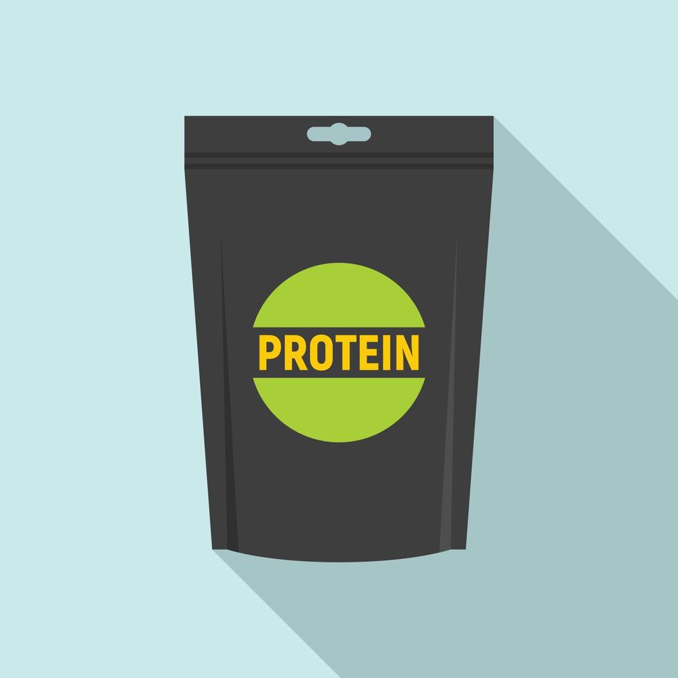 icône de paquet de protéines, style plat vecteur