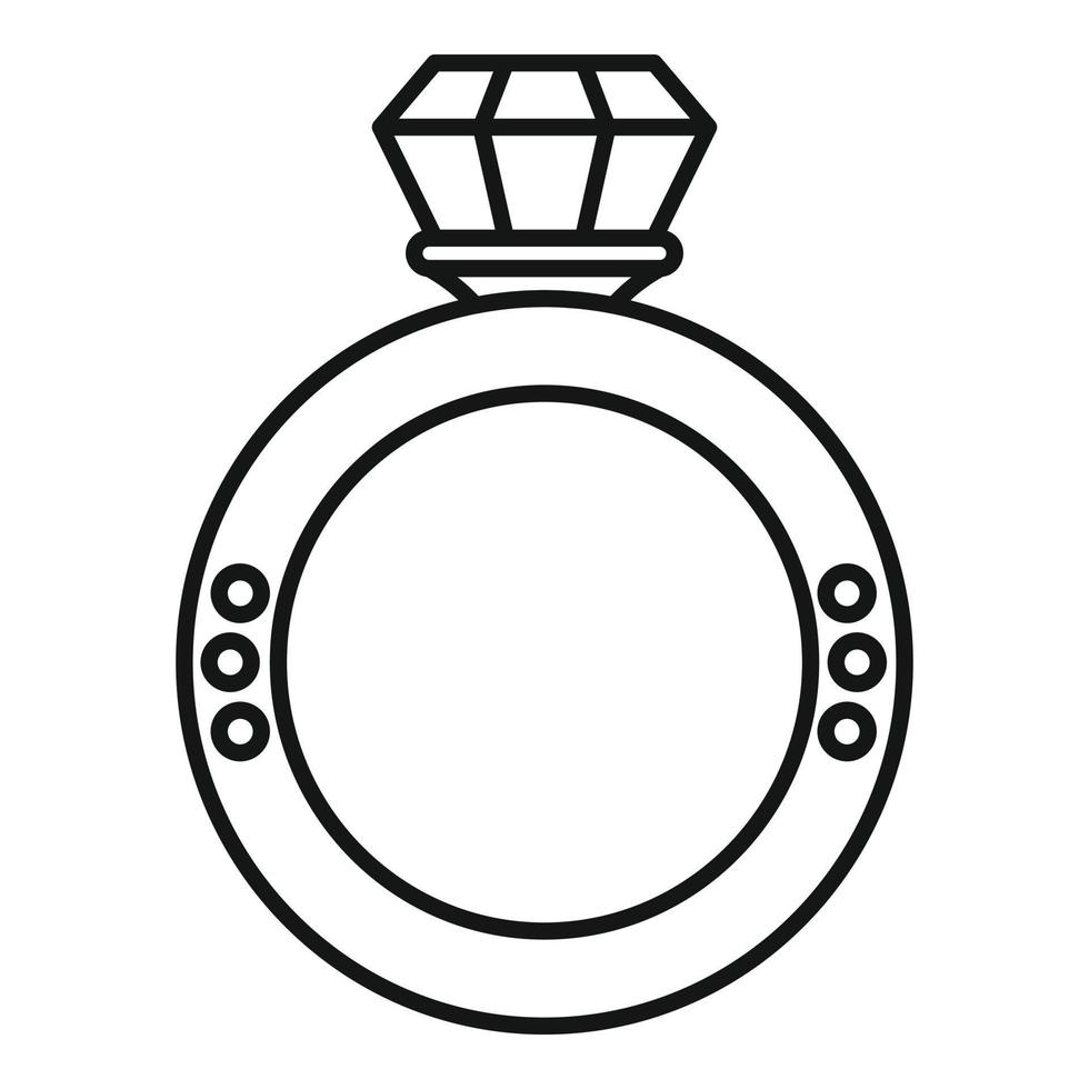 icône de bague en diamant, style de contour vecteur