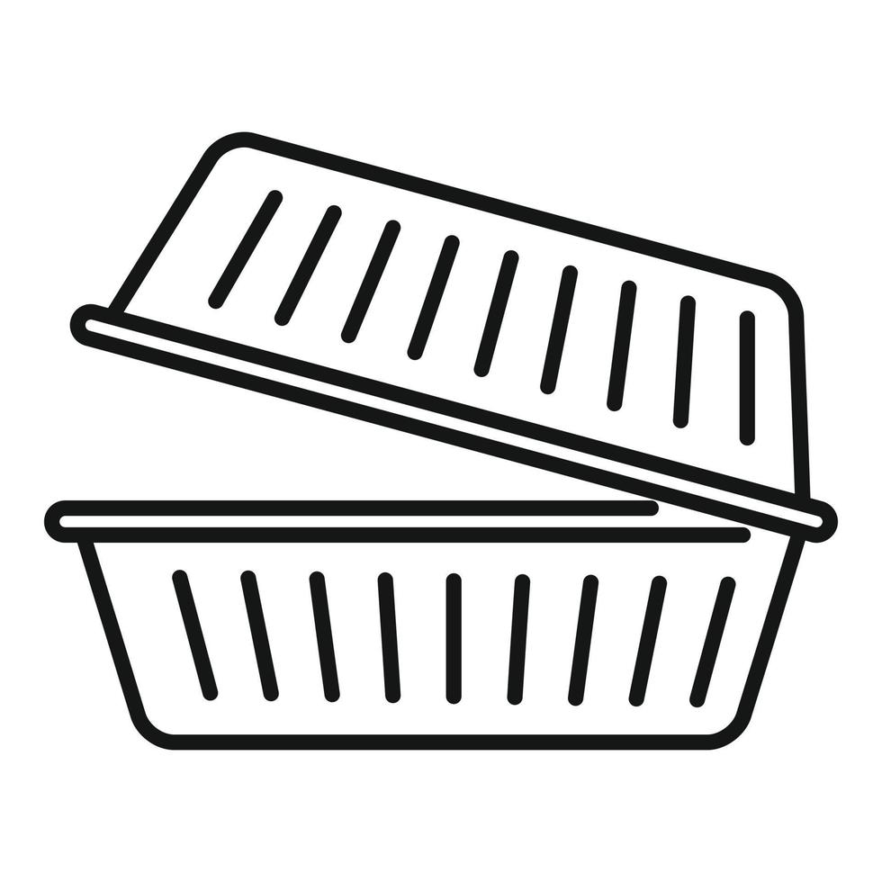 icône de conteneur de nourriture à emporter, style de contour vecteur