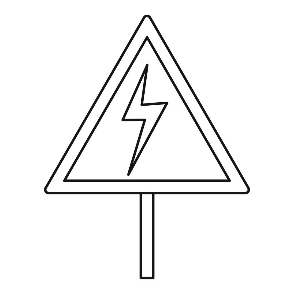 icône de signe de choc électrique, style de contour vecteur