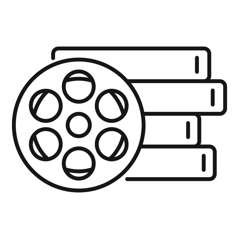 icône de bobine de cinéma, style de contour vecteur