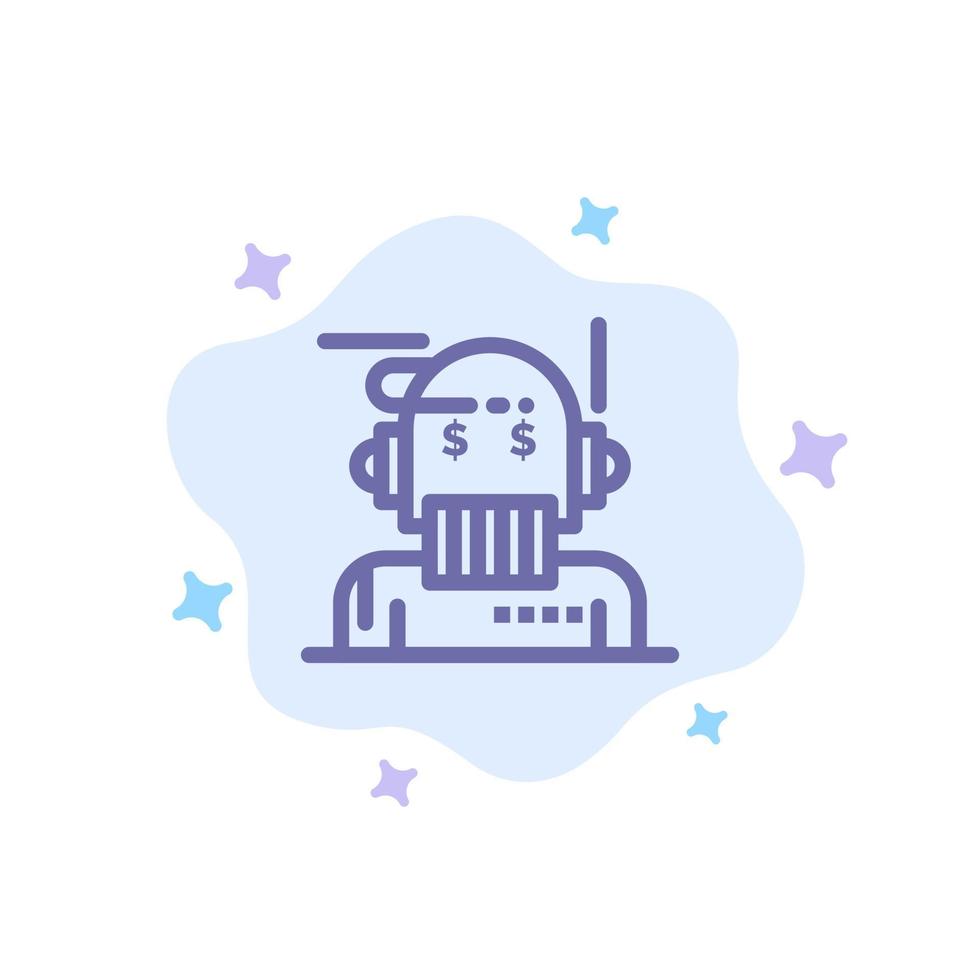 robot conseiller conseiller conseiller algorithme analyste icône bleue sur fond de nuage abstrait vecteur