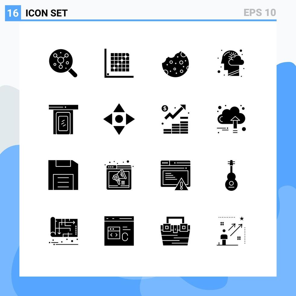 ensemble de 16 symboles d'icônes d'interface utilisateur modernes signes pour penser tête humaine grille tête alimentaire éléments de conception vectoriels modifiables vecteur