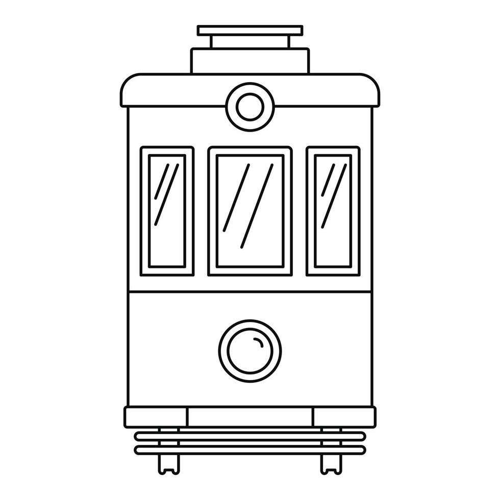 icône de tramway vue de face, style de contour vecteur