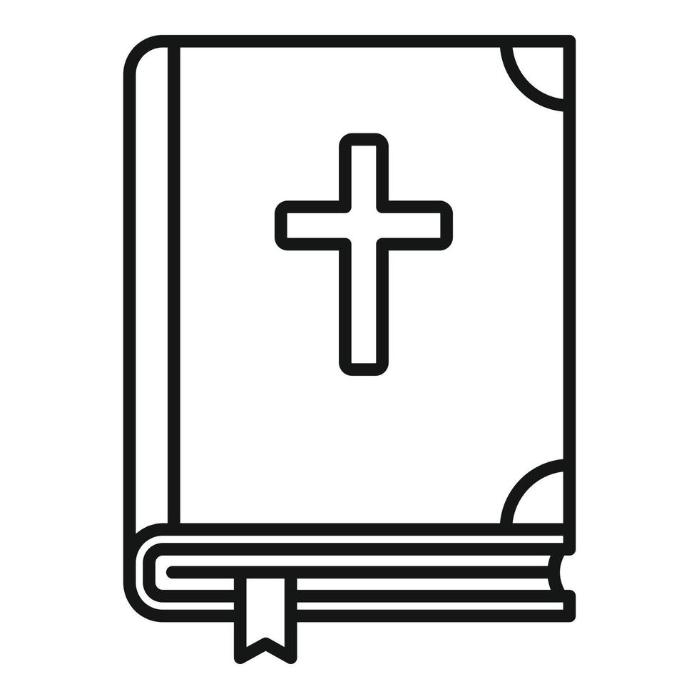 icône de la sainte bible, style de contour vecteur