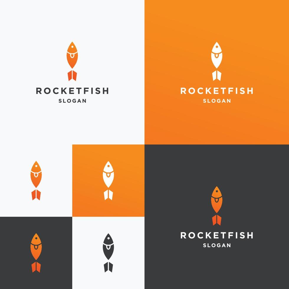 modèle de conception d'icône de logo de poisson fusée vecteur