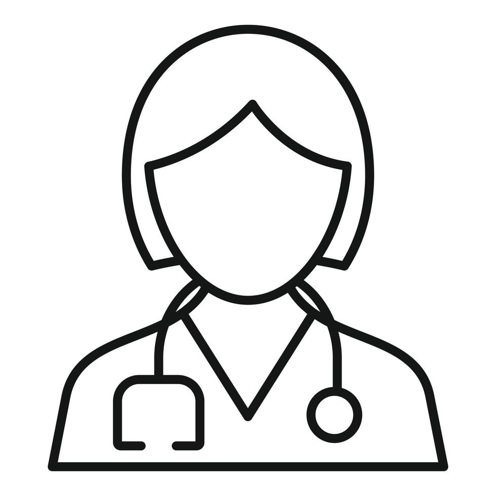 icône d'infirmière de soins de santé, style de contour vecteur