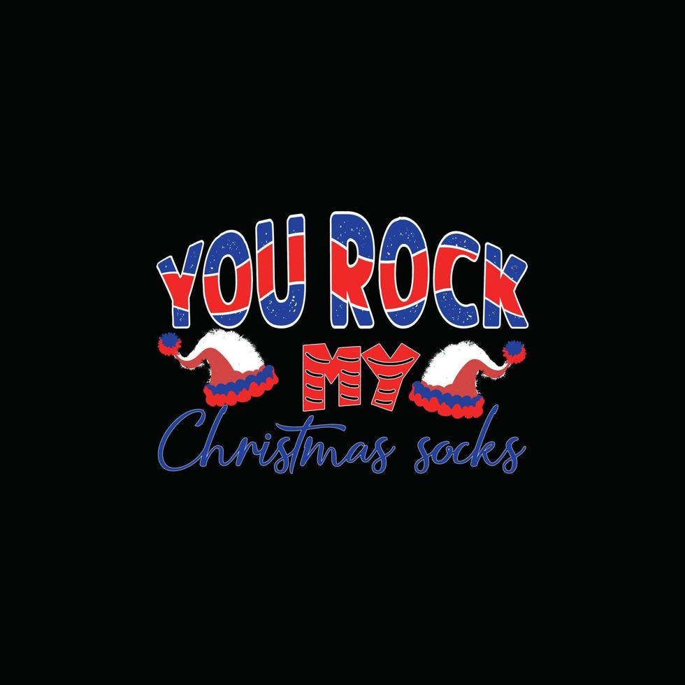 you rock mu modèles de t-shirts vectoriels de chaussettes de noël. conception de t-shirt de noël. peut être utilisé pour imprimer des tasses, des autocollants, des cartes de vœux, des affiches, des sacs et des t-shirts. vecteur