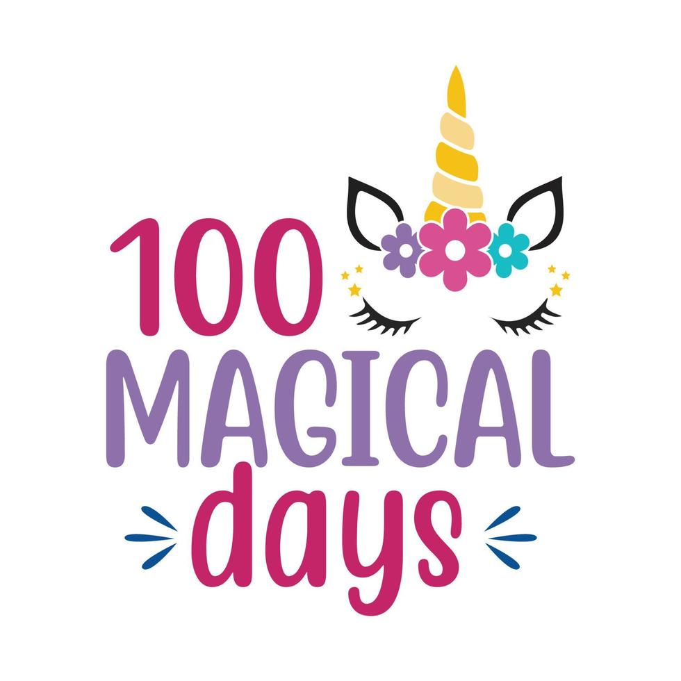 Illustration vectorielle de 100 jours magiques avec lettrage dessiné à la main sur des impressions et des affiches de fond de texture. conception de craie calligraphique vecteur
