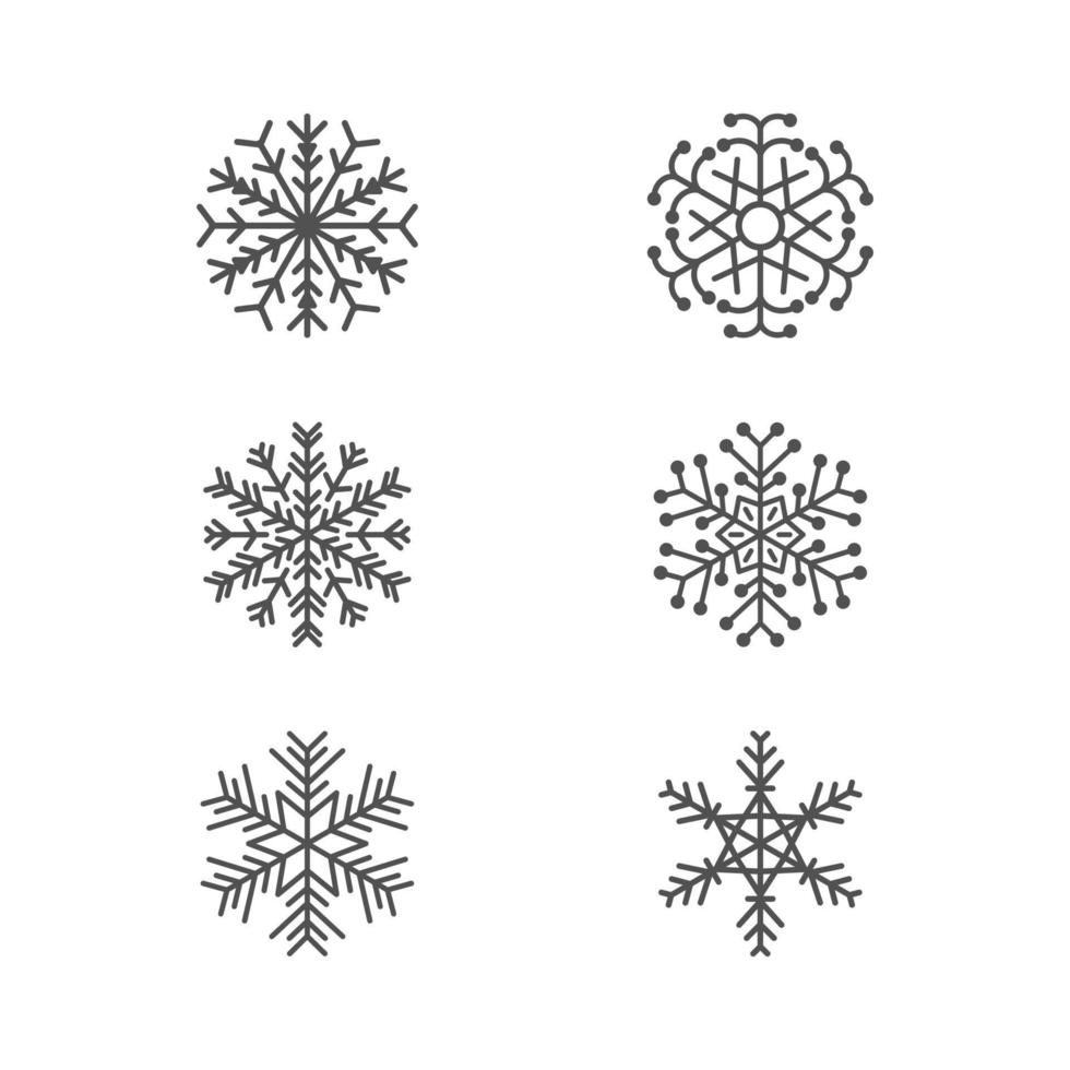 définir des icônes d'illustration vectorielle de flocons de neige noirs isolés vecteur