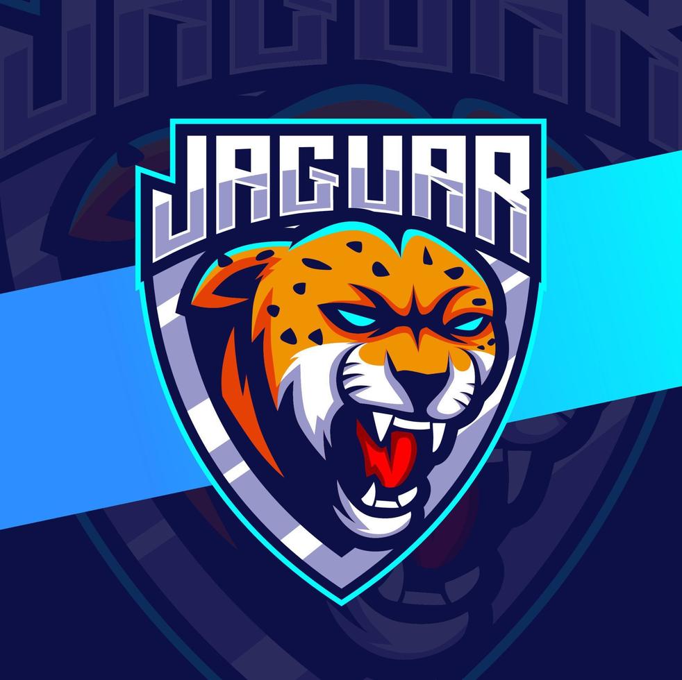 conceptions de logo esport mascotte léopard jaguar en colère vecteur