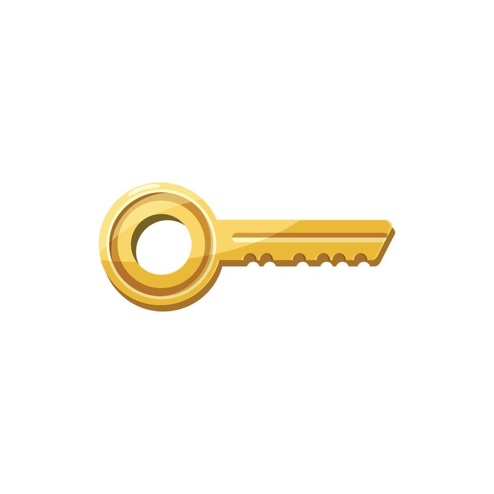 icône de clé dorée, style cartoon vecteur