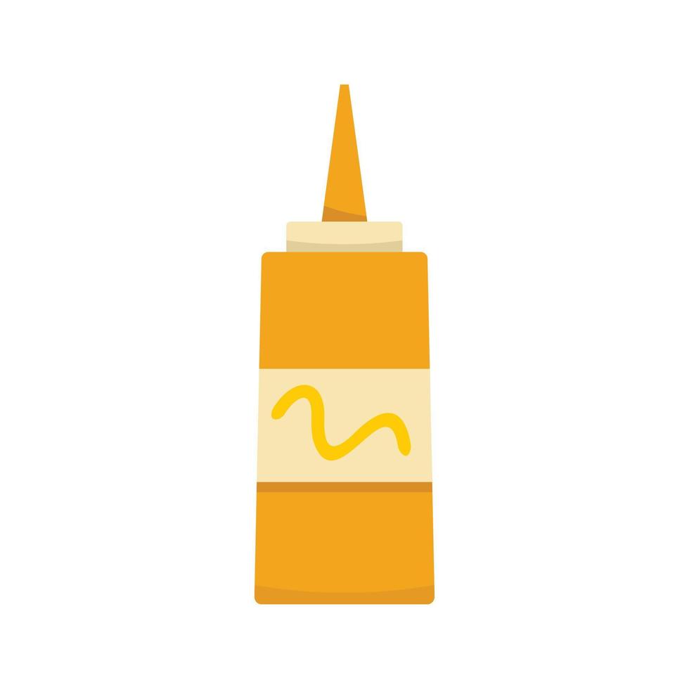 icône de bouteille en plastique de moutarde, style plat vecteur