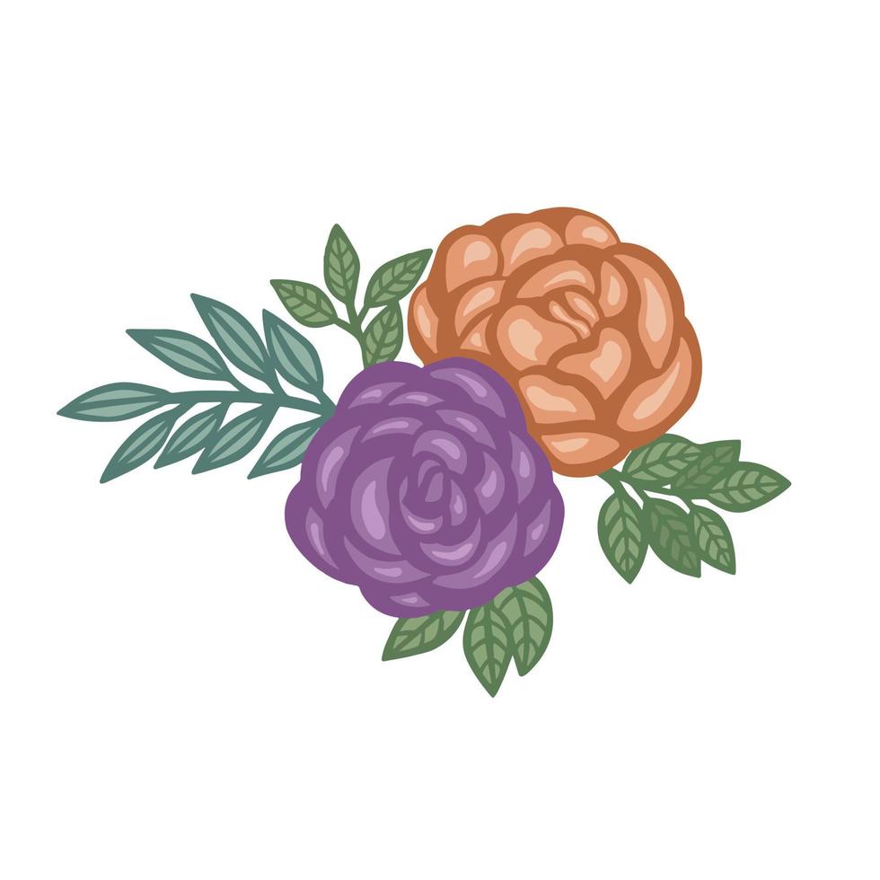 vecteur de roses jaunes et violettes