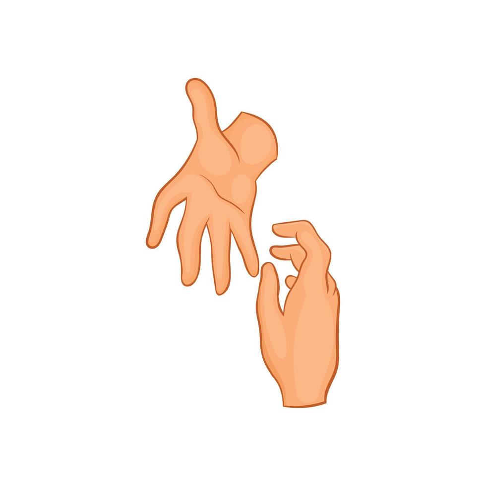 icône de la main secourable, style cartoon vecteur