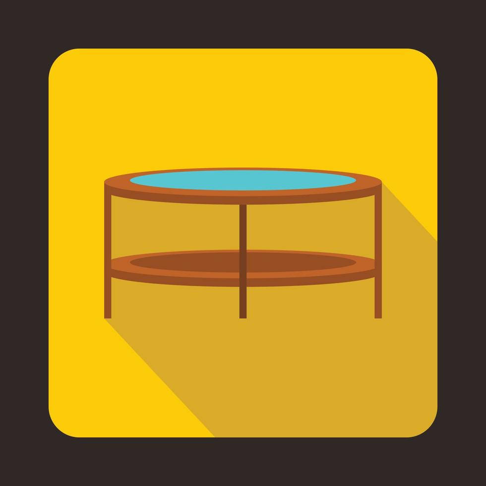 une icône ronde de table basse en verre, style plat vecteur