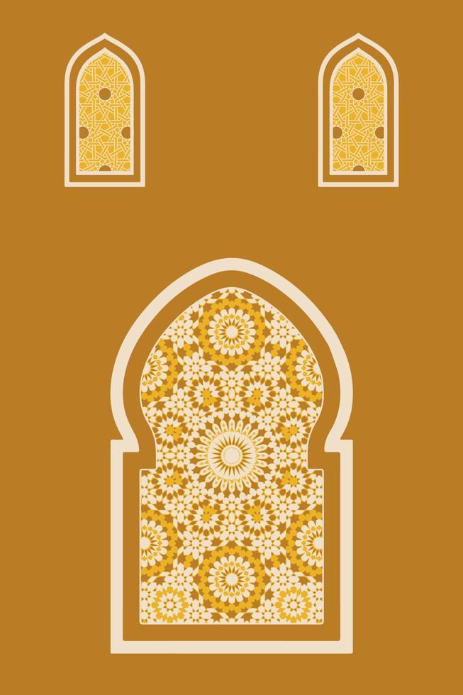 ensemble d'affiches de fenêtres, de portes et d'arches de style oriental arabe islamique image vectorielle du milieu du siècle. géométrique abstrait contemporain marocain. vecteur