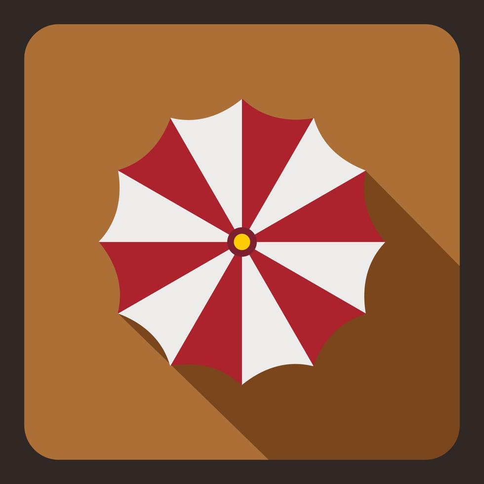 icône de parasol rouge et blanc, style plat vecteur