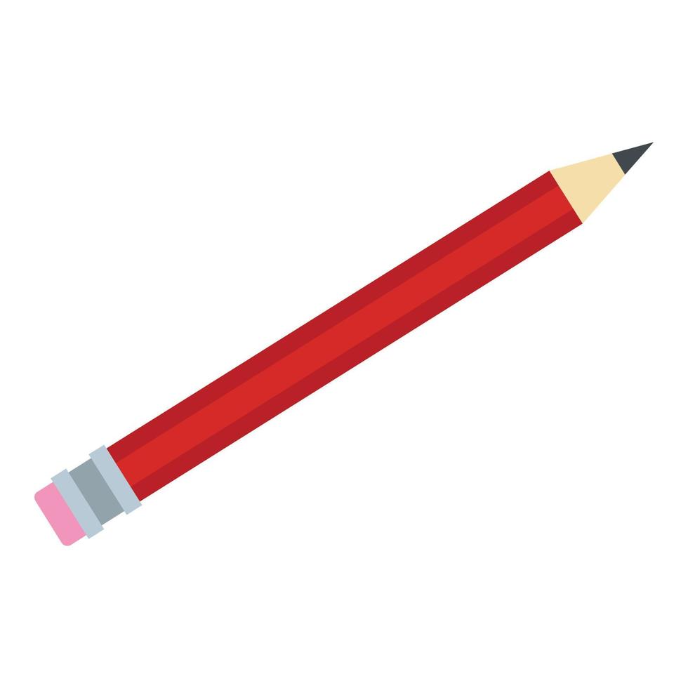 icône de crayon rouge, style plat vecteur