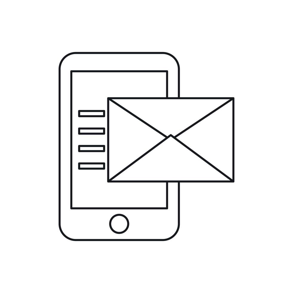 icône d'enveloppe et de smartphone, style de contour vecteur