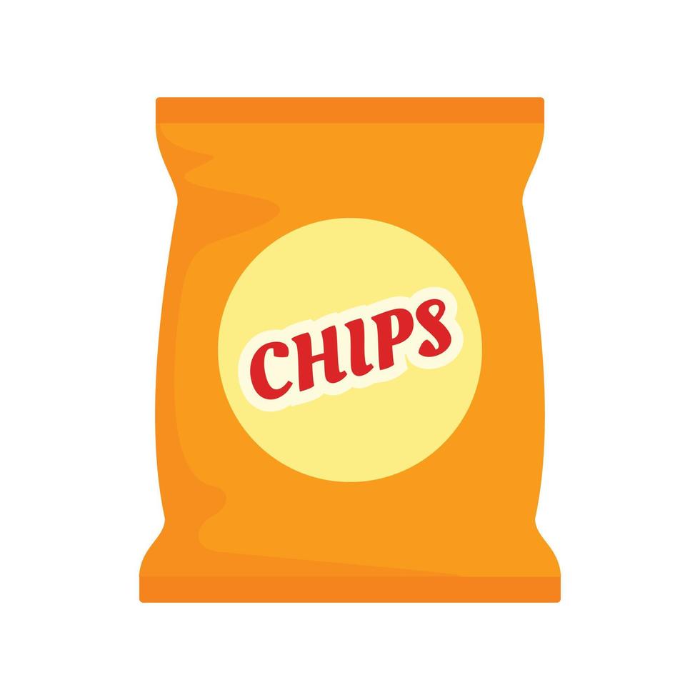 icône de pack de chips jaunes, style plat vecteur