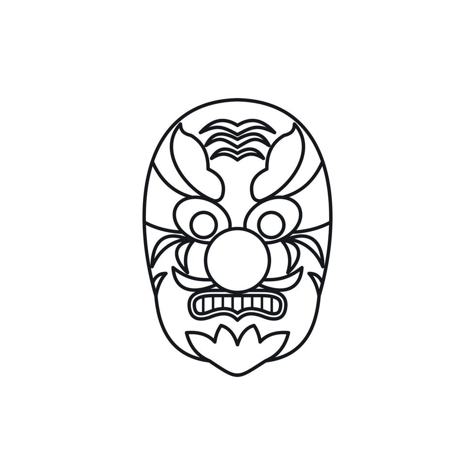 icône de masque hannya, style de contour vecteur