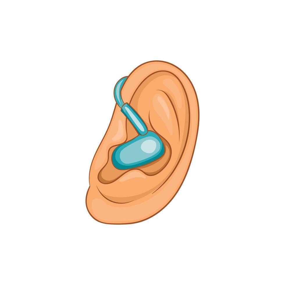 icône d'oreille auditive, style cartoon vecteur