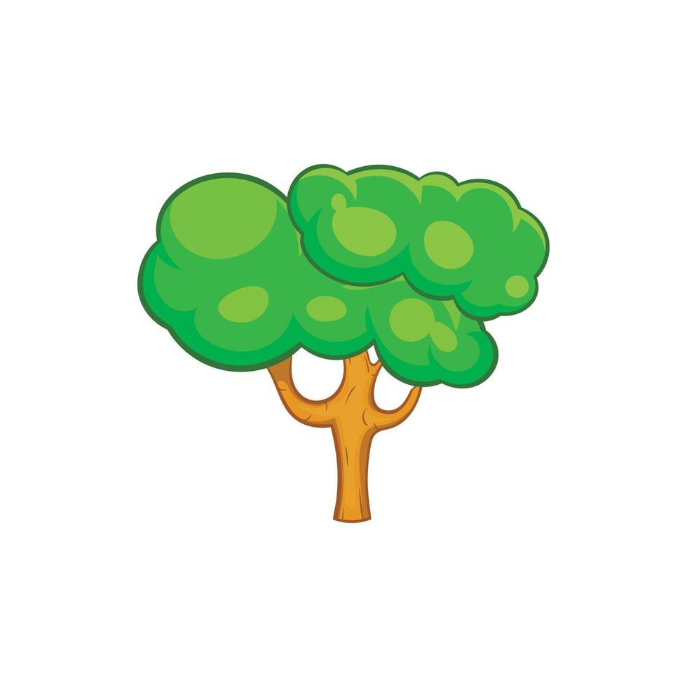 icône d'arbre vert en style cartoon vecteur
