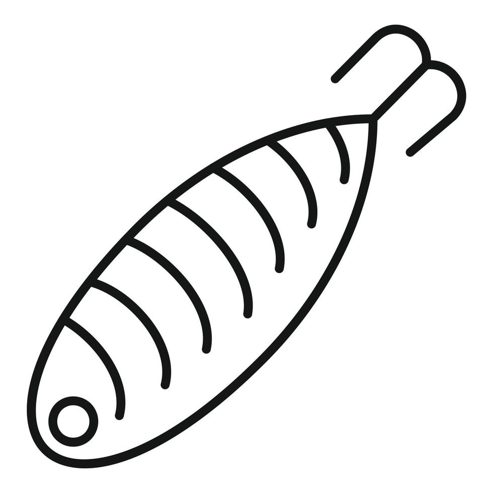 icône d'appât de poisson mou, style de contour vecteur