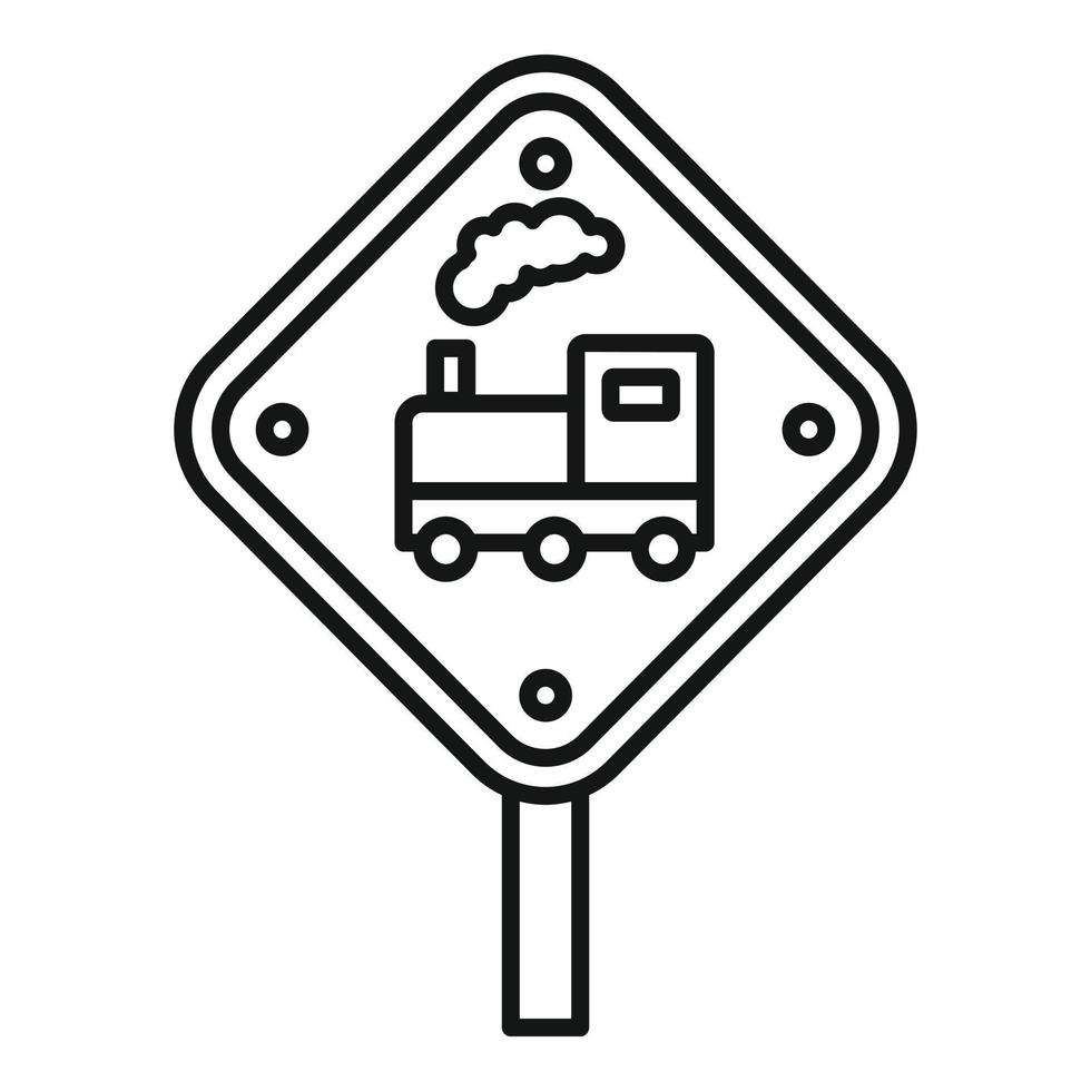 icône de panneau de signalisation ferroviaire, style de contour vecteur