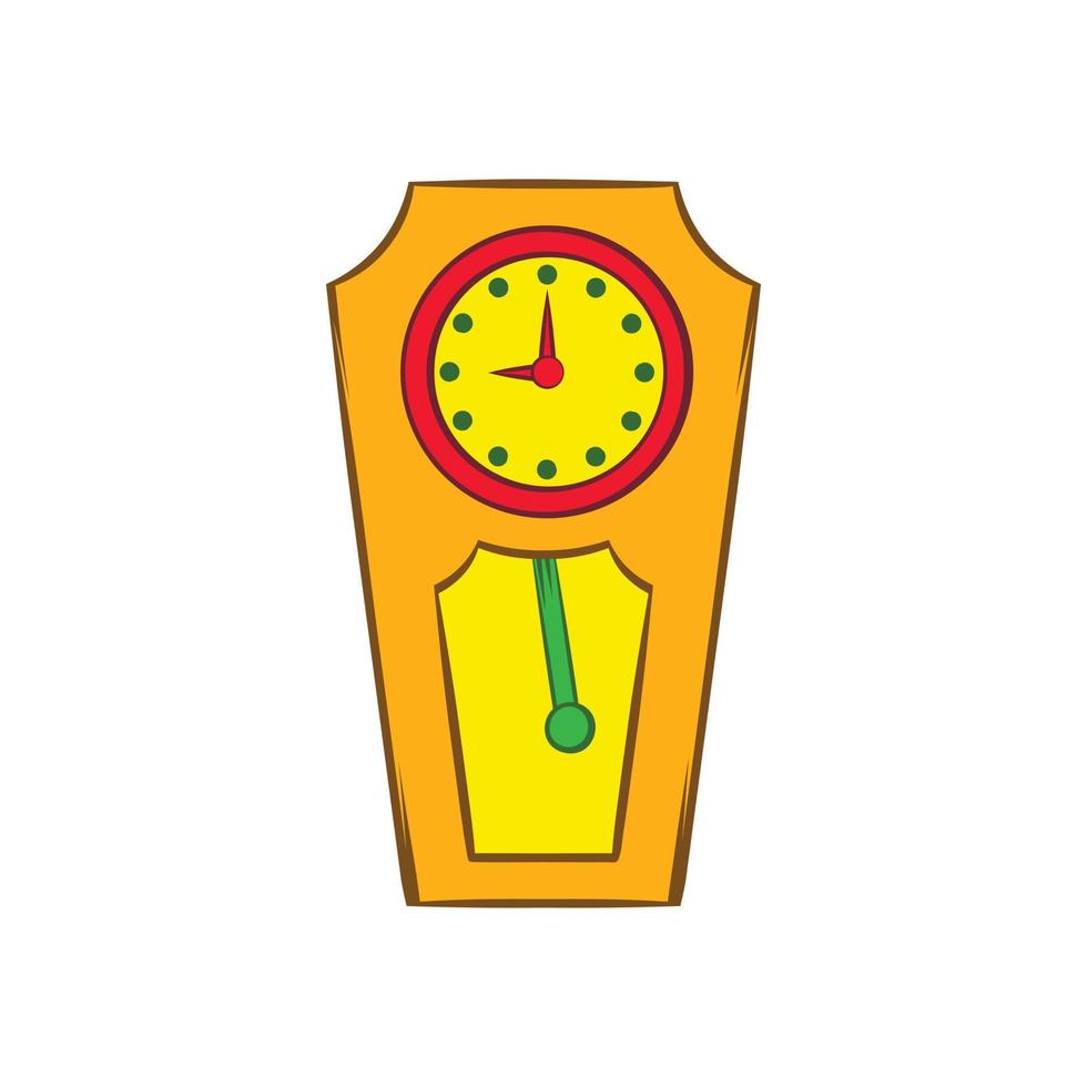 icône d'horloge grand-père jaune, style cartoon vecteur