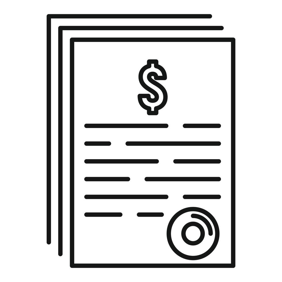 icône de papiers d'argent, style de contour vecteur