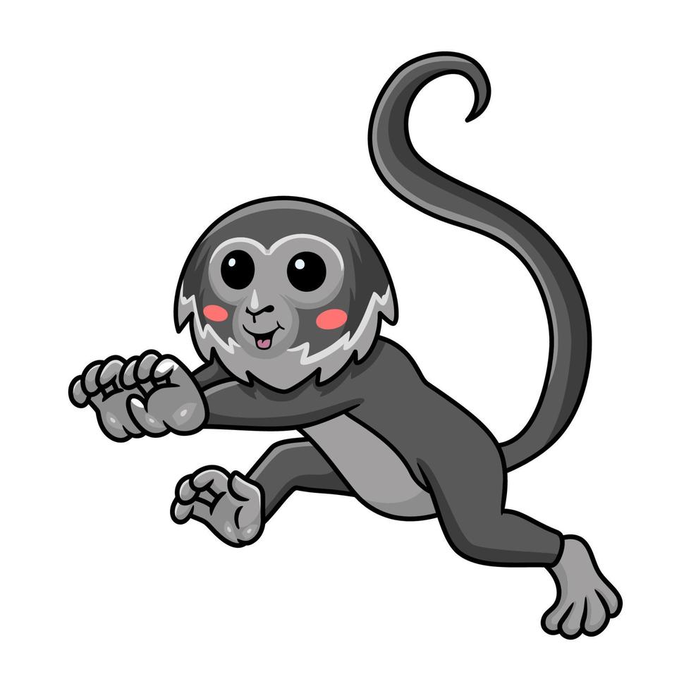 mignon, noir, singe araignée, dessin animé, marche vecteur