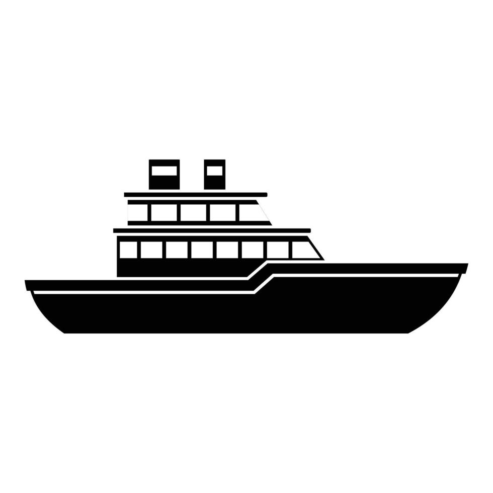 icône de l'océan de yacht, style noir simple vecteur
