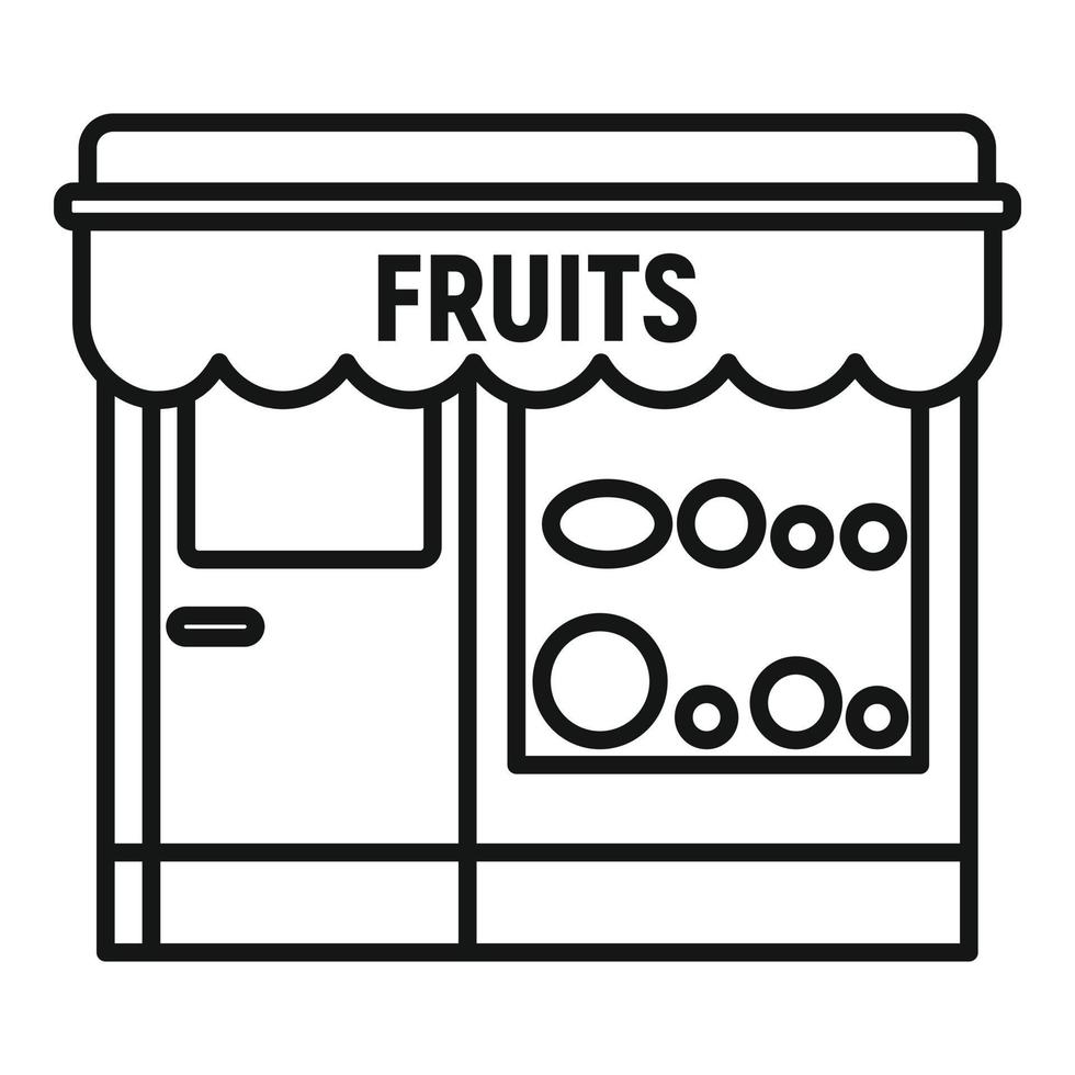 icône de magasin de rue de fruits, style de contour vecteur