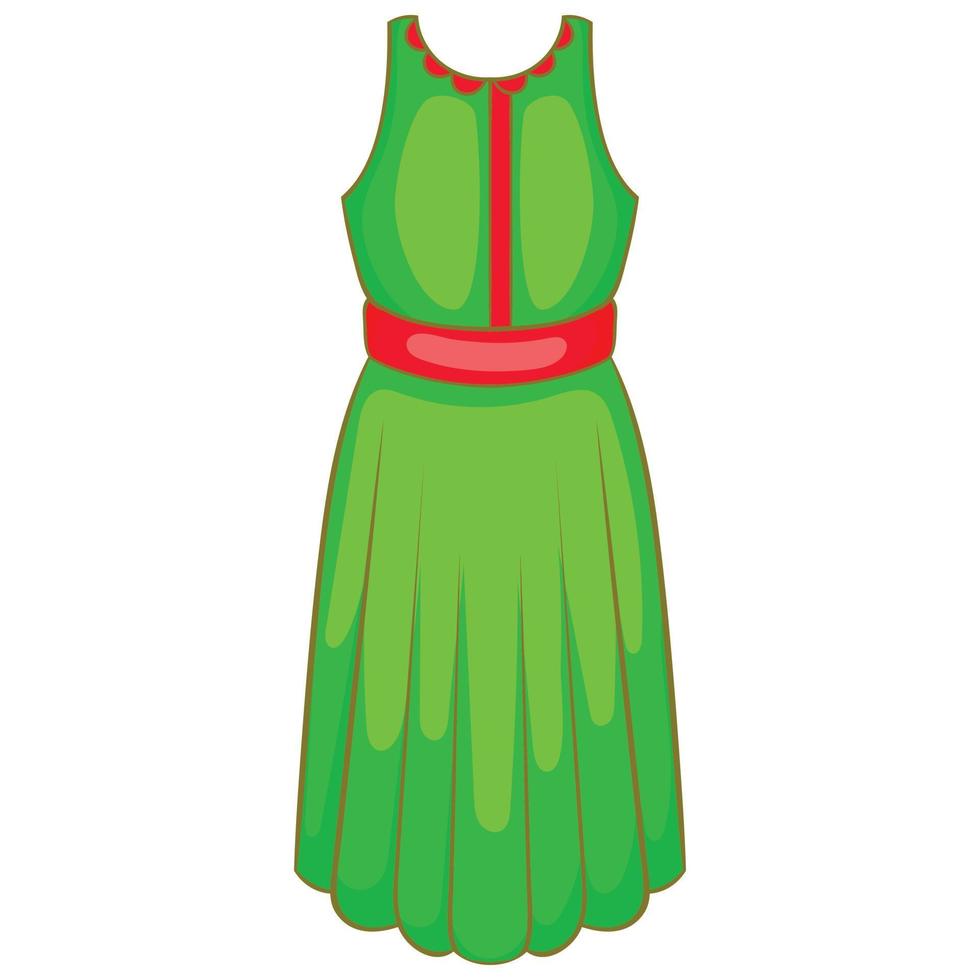 icône de robe verte, style cartoon vecteur